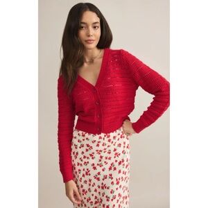 Z Supply Red Romance Cardigan Large